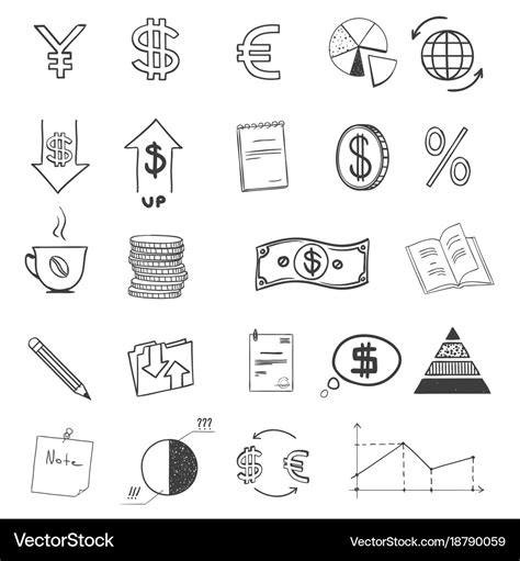 Hand Draw Business Finance Doodle Sketch Money Vector Image