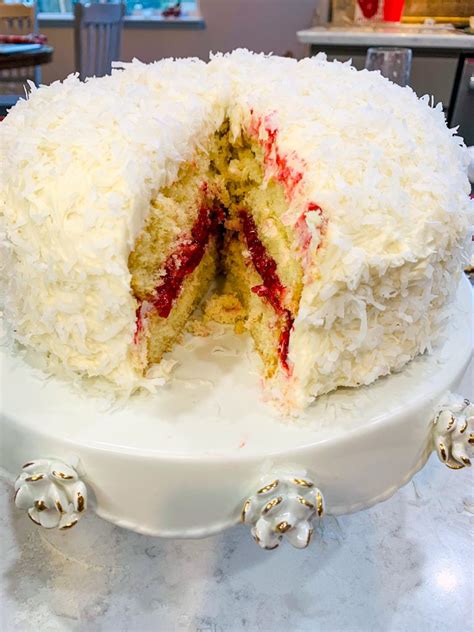 Coconut Cake With Raspberry Filling Amy Roloff