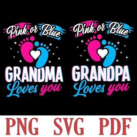 Pink Or Blue Grandma Loves You Svg Grandpa Loves You Svg Etsy