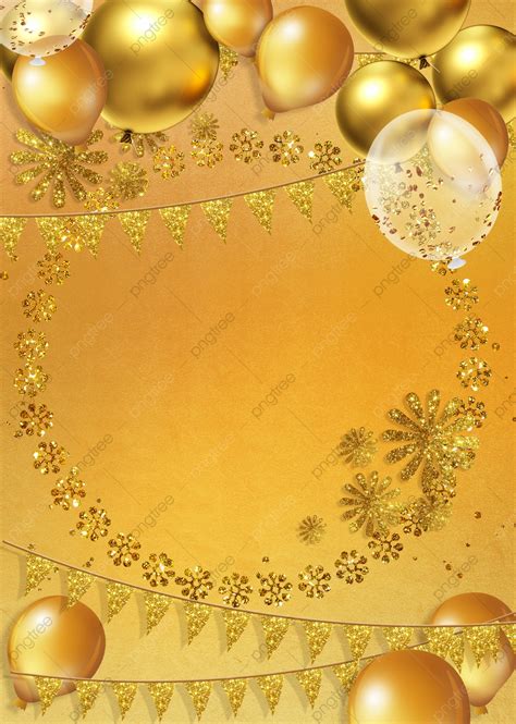 Balloon Gold Light Effect Birthday Celebration Background Wallpaper