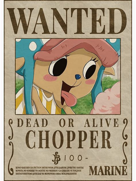 Chopper Bounty Wanted Poster One Piece Premium Matte Vertical Poster Sold By Irwan Syah Sku