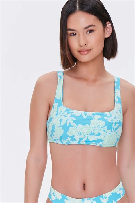 Leaf Print Bikini Top