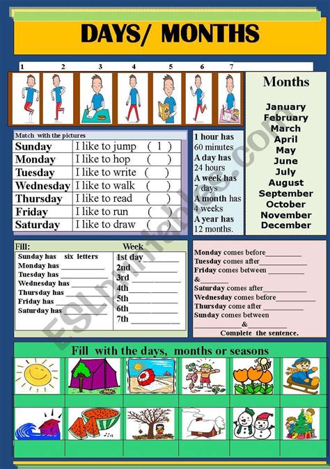 Months Of The Year And Days Of The Week Worksheet By