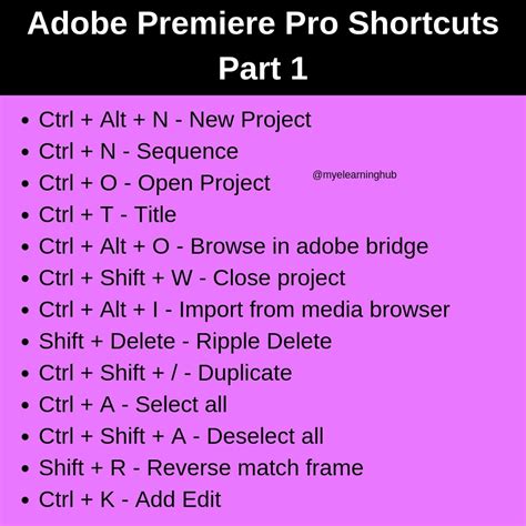 With a recent release of final cut pro x, apple now allows multiple shortcuts as well. Adobe Premiere Pro Shortcuts