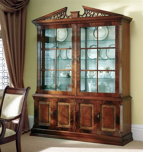 Mahogany Display Cabinet With Glass Shelving And Cupboard Storage Two Large Bevelled Glass Six