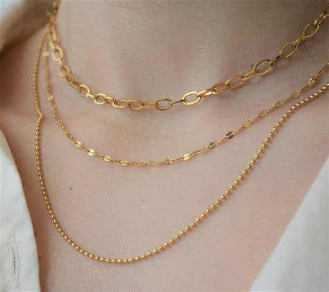 Dainty Gold Chain Necklace Gold Necklace Set Of Necklace Etsy