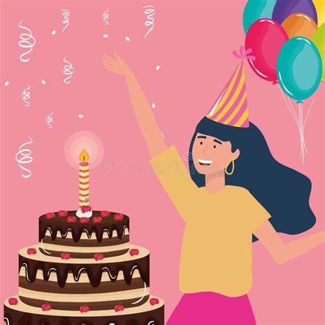 Happy Birthday Chocolate Cake Balloons Stock Illustrations 875 Happy