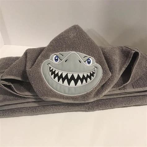 Shark Sea Creature Hooded Bath Towel Etsy Hooded Bath Towels