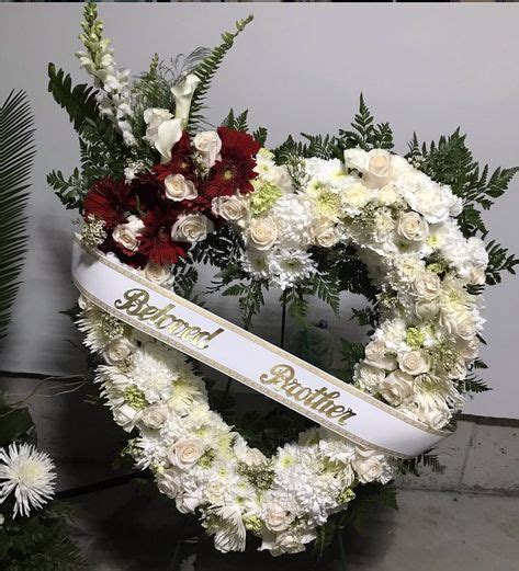 Heart Flower Funeral Arrangement With A Hint Of Red Funeral Flower Arrangements Dad Funeral