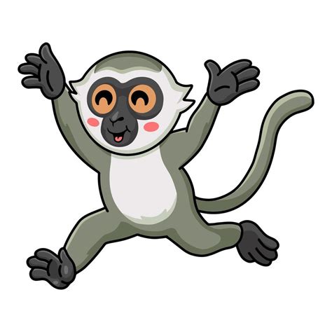 Cute Little Vervet Monkey Cartoon Running 14638356 Vector Art At Vecteezy