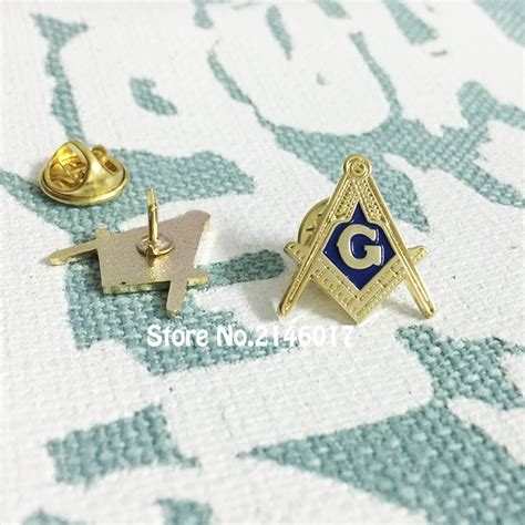 New Arrival 19mm High Masonic Square And Compass With G Enamel Pins And