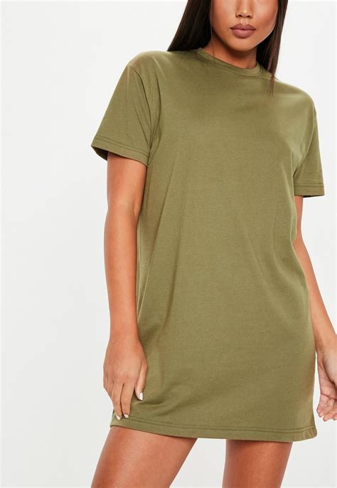 Missguided Khaki Basic T Shirt Dress In 2021 Missguided Dress