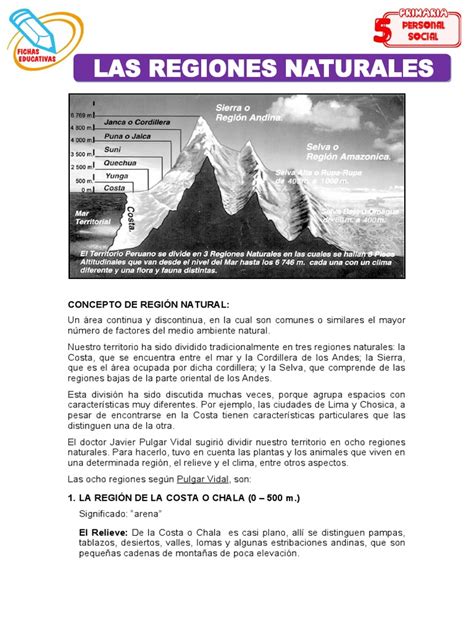 las regiones naturales para quinto de primaria pdf andes desierto