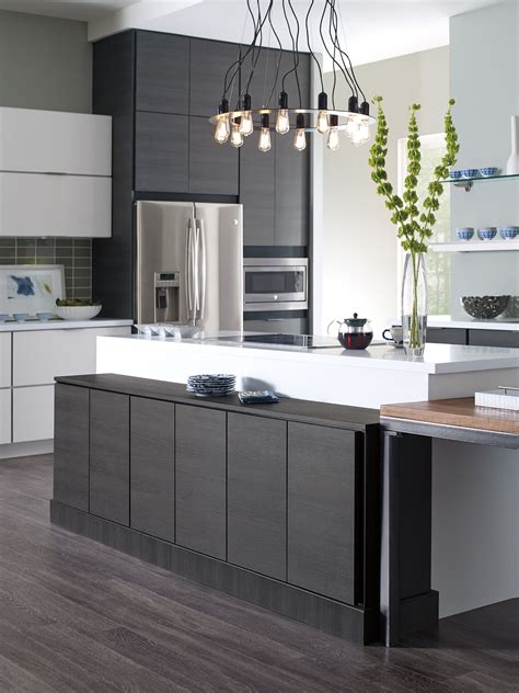 Contemporary White And Grey Thermofoil Slab Doors Kitchens In 2019