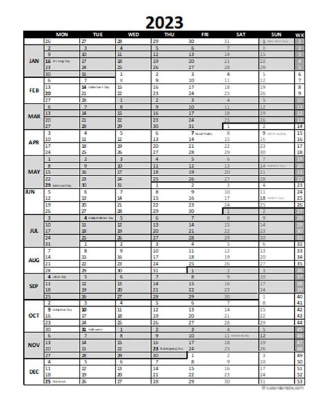 Excel 2023 Calendar Monthly Mobila Bucatarie 2023