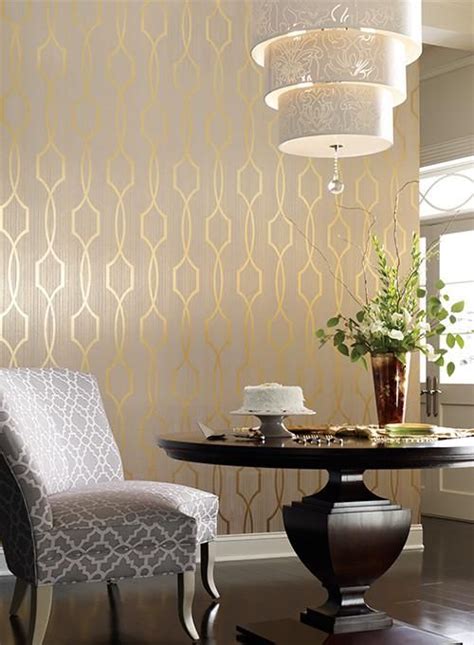 Palladian Wallpaper In Gold And Soft Grey Design By York Wallcoverings