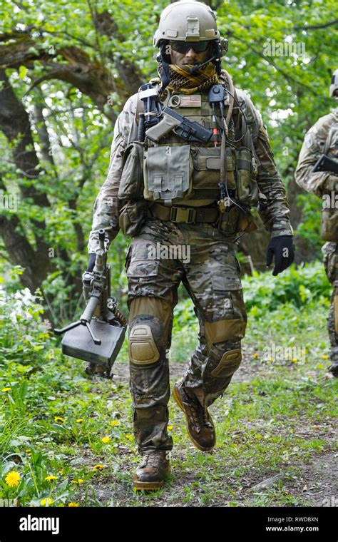 Green Berets Us Army Special Forces Group Soldier In Action Stock