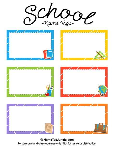 Free Printable School Name Tags The Template Can Also Be Used For