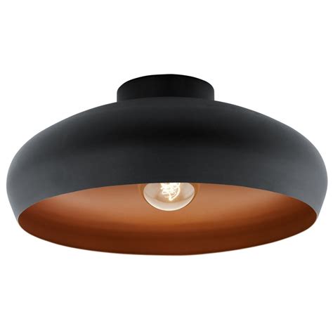 Eglo Lighting Mogano Vintage Flush Ceiling Light In Black And Copper