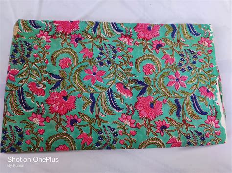 Indian Cotton Breathable Fabric Hand Block Floral Print Summer Etsy