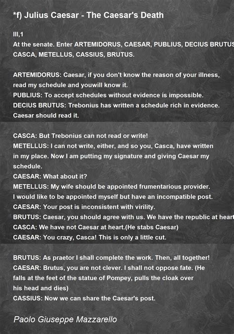 F Julius Caesar The Caesars Death Poem By Paolo Giuseppe