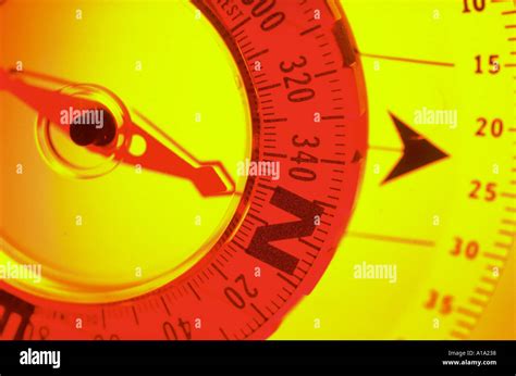 Close Up Still Life Of An Orange And Red Compass Stock Photo Alamy