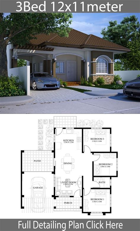 Three Bedroom Modern Bungalow House Design With Floor Plan Garret Vrogue