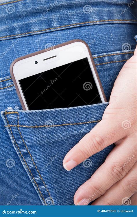 Cell Phone In Back Pocket Of Girl S Jeans Stock Photo Image Of