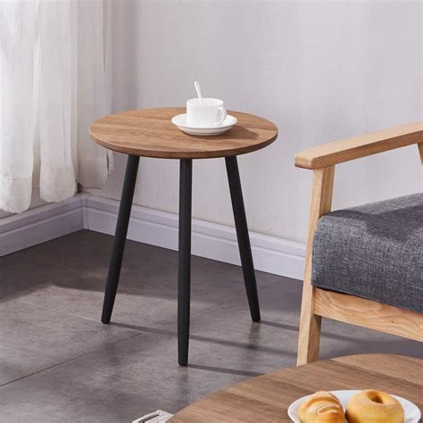 Goldfan Wooden Round Side Tables Small Retro Coffee Table Sofa End