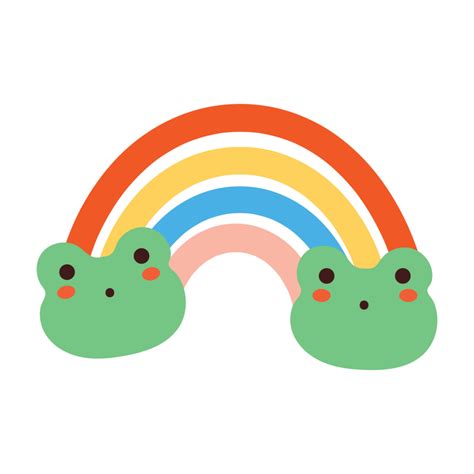 Cute Cartoon Rainbow With Cute Frog 28765371 Png