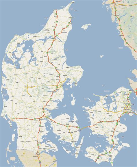 Large Road Map Of Denmark With All Cities Denmark Europe Mapsland