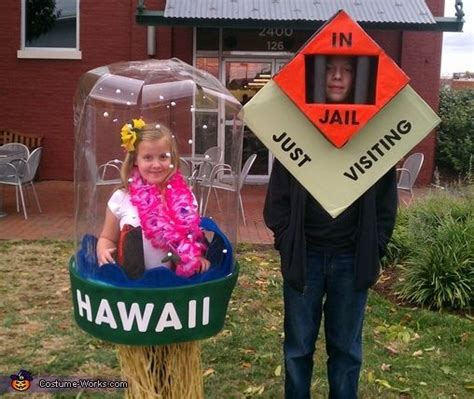 Hawaii Snow Globe And Monopoly In Jail Homemade Halloween Costumes