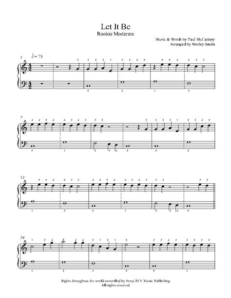 Let It Be By The Beatles Piano Sheet Music Rookie Level