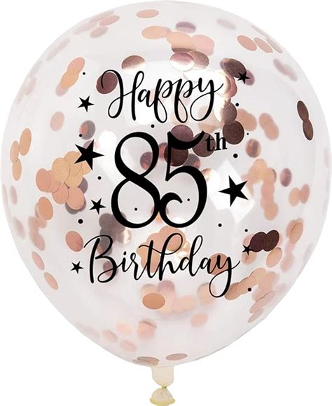 Rose Gold 85th Confetti Latex Balloons Woman Happy 85