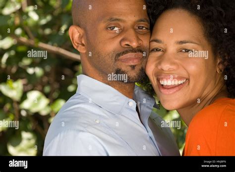 Romantic African American Couple Hugging Outside Stock Photo Alamy