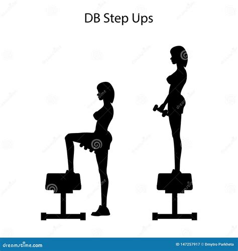 Db Step Ups Exercise Silhouette Stock Vector Illustration Of