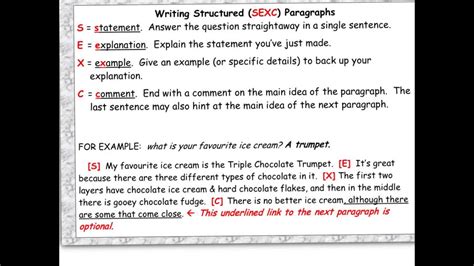 Explaining How To Write A Sexc Paragraph Youtube