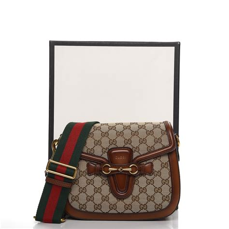 Gucci Monogram Medium Lady Web Shoulder Bag Brown 221995