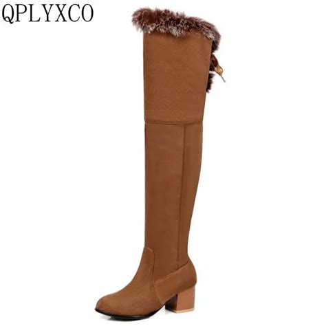 Qplyxco New Fashion Big Size 32 46 Russia Women Winter Warm Snow Over The Knee Long Boots Ladies