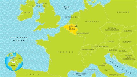 Brussels On Map Of Europe Map Vector