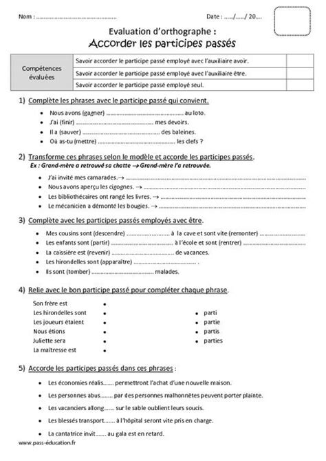 Quel verbe est souligne la bonne réponse conjugue les verbes entre parenthèses au passé composé ajoute le packs pédagogiques de la maternelle au cm2 pour l'école à la maison, l'instruction en famille (ief). Accorder les participes passés - Cm2 - Bilan avec le ...