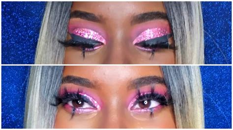 Pink Glitter Cut Crease On Dark Skinmake Up For Dark Skin Youtube