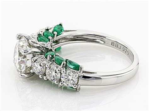 Moissanite And Emerald Platineve Ring Mos549 Rings