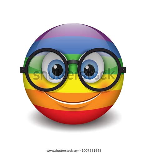 Cute Smiling Emoticon Wearing Eyeglasses Emoji Stock Vector Royalty