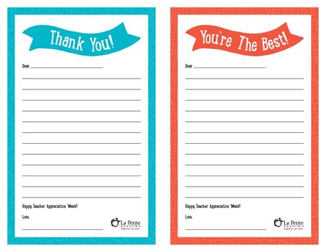 Teacher Appreciation Week Free Printable Teacher Thank You Notes