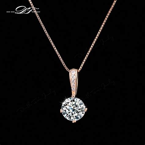 double fair ol style cubic zirconia chain necklaces and pendants rose gold color fashion crystal