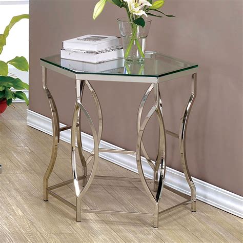 Furniture Of America Joslyn Glass Top End Table Chrome