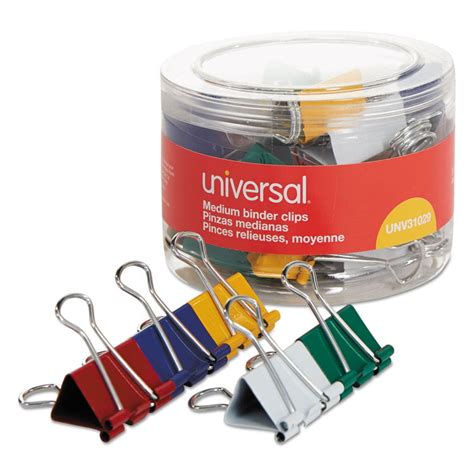 Universal Medium Binder Clips 58 Capacity 1 14 Wide Assorted Colors