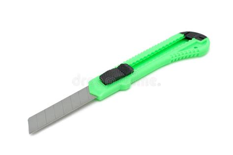 Green Plastic Utility Knife Isolated Stock Image Image Of Office