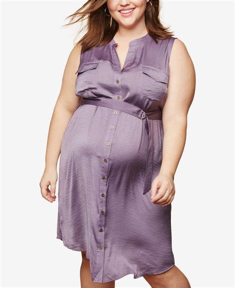Motherhood Maternity Plus Size Drawstring Waist Shirtdress Plus Size